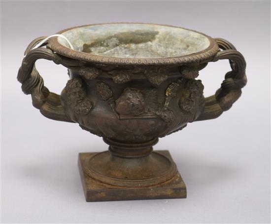 A bronzed cast iron campana form urn height 13cm